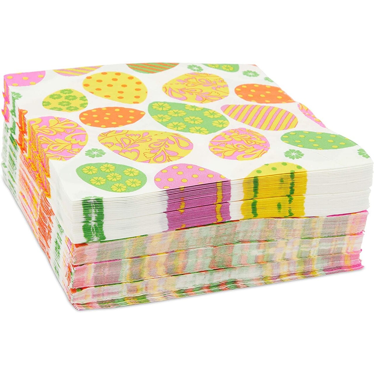 Juvale 100-Pack Disposable Easter Paper Napkins, 6.5x6.5 Inch Cocktail Serviettes for Spring Gatherings, Printed Dinner Tissue for Holiday Table Settings, Easter Egg Design for Parties and Buffets